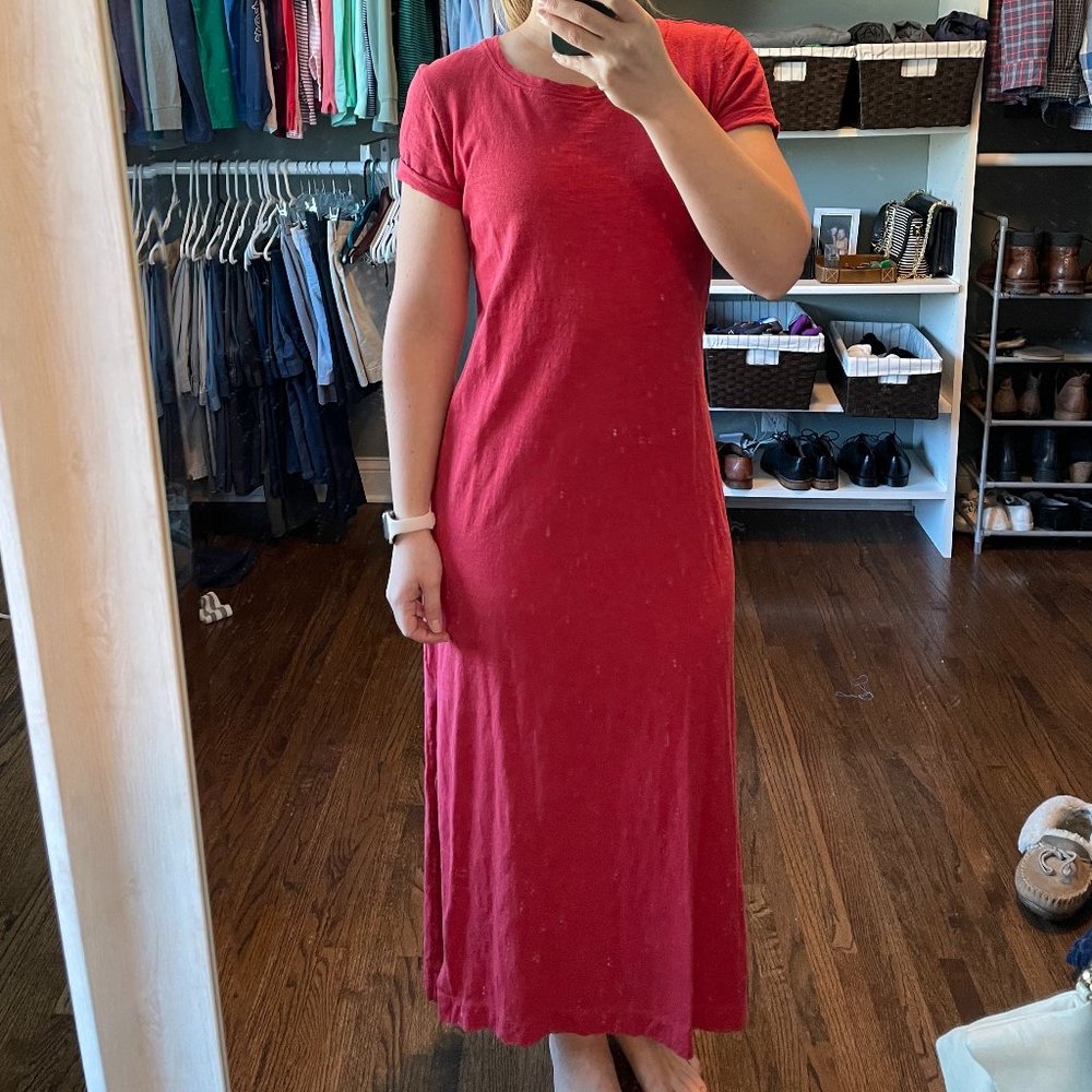 Red cotton short sleeved maxi dress, C&C California, Size S